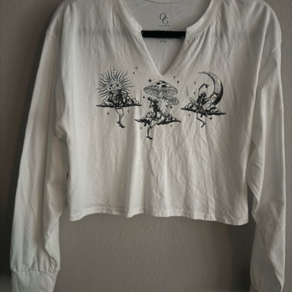 Artistic White Long Sleeve Top
